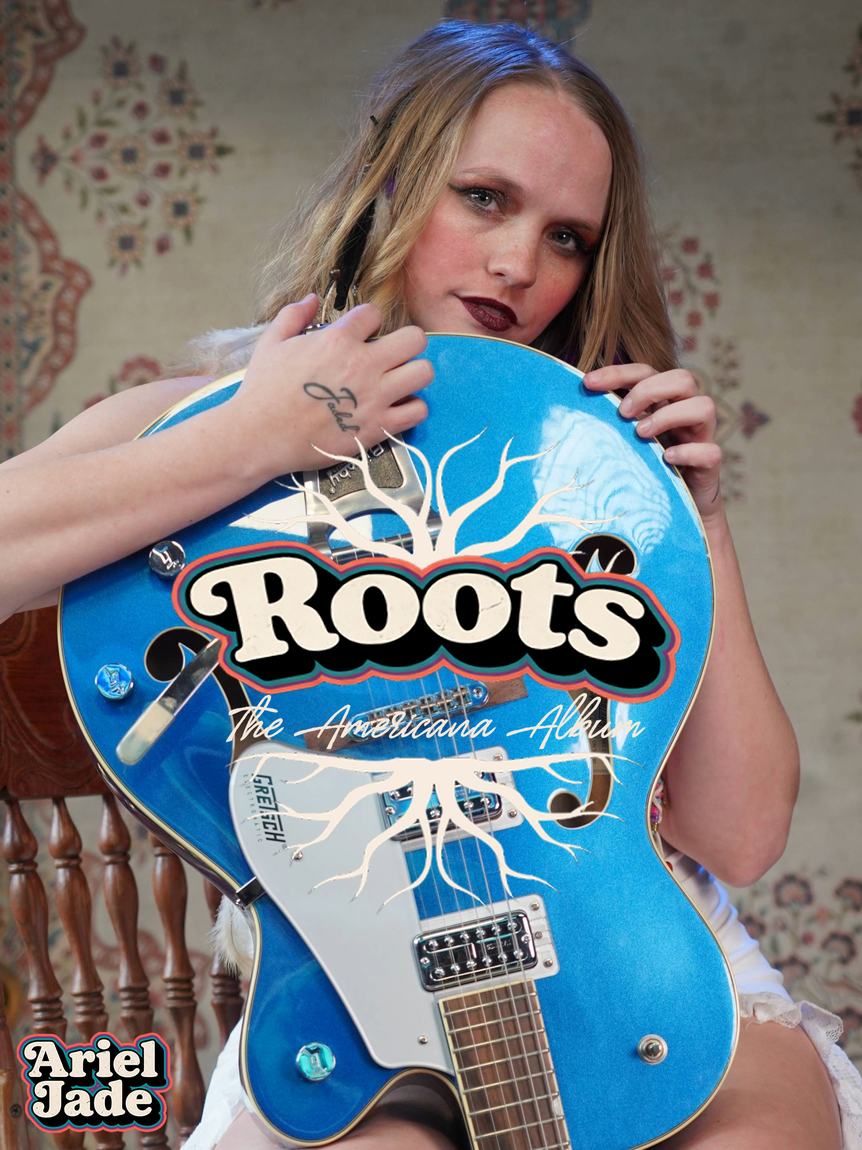 Roots artwork painted across Ariel Jade's Gretsch